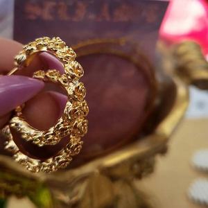 Moda <span class=keywords><strong>Lolita</strong></span> Rose Hoops Pendientes Chapado en oro 925 Cierre de plata - Product Image 3