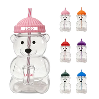 Gobelet en plastique en forme d'ours de 600 ml (20 oz) avec couvercle parapluie, populaire, avec paille, idéal pour les fêtes et les cadeaux – Meilleure vente