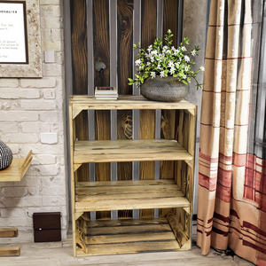 Insert de séparation à double flamme Blanc/Flammé Design Horizontal Étagère Boîte à chaussures 50X40X30 cm <span class=keywords><strong>Pomme</strong></span>/<span class=keywords><strong>Caisse</strong></span> à vin <span class=keywords><strong>en</strong></span> <span class=keywords><strong>bois</strong></span> - Product Image 3
