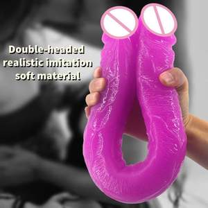 Dildo de Masaje Doble Punta Negro y Morado XLN, Suave, Impermeable, para Estimulación Anal Femenina, para Adultos, <span class=keywords><strong>Lesbianas</strong></span> - Product Image 3