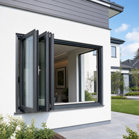 Fenêtre pliante en aluminium à rupture de pont thermique JUNYAO, faible émissivité, étanche, hermétique, résistante aux ouragans, conforme aux normes NFRC AS2047, pour balcon et complexe hôtelier