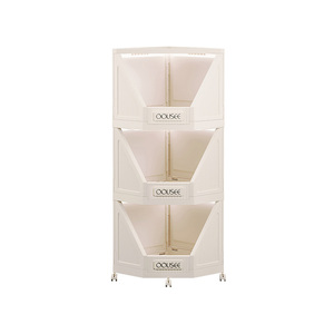 Estante de aperitivos de esquina de tres niveles de fácil instalación con soporte para especias Gabinete de almacenamiento multicapa para sala de estar y cocina - Product Image 2