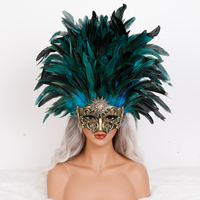 Masque en plumes réglable, doux, tendance, unisexe, cousu à la main, pour cosplay, fêtes, mariages, Halloween, carnaval, Noël, spectacles de danse