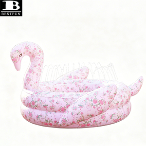 <span class=keywords><strong>Piscine</strong></span> gonflable écologique pour jardin, arroseur d'eau, centre de jeux pour tout-petits, centre de jeux pour pelouse, jardin, cour arrière, cygne rose vintage - Product Image 5
