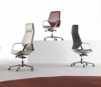 Chaise de bureau de direction à dossier haut en cuir de vachette italien de qualité supérieure 3A (assise et dossier), design BIFMA pour projets de bureau et de travail en gros