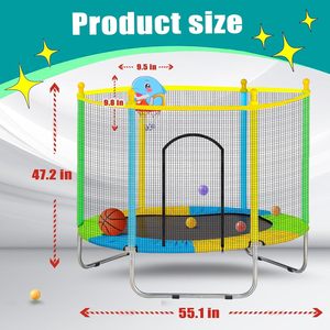 Children's Hexagonal Blue Metal Bounce Bed with Safety Net Solid Pattern for Indoor Use 19-24M Baby Jump <b>Trampoline</b> China - Product Image 2