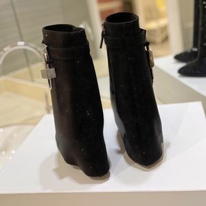 Bottes mi-mollet à talons hauts pour femmes, luxe automne-hiver, design brillant et tendance, grandes tailles - Product Image 6