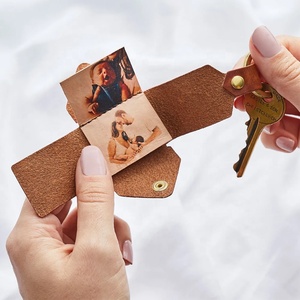 Porte-clés personnalisé en cuir tanné végétal avec Photo, Mini Album Sublimation, porte-clés vierge gravé au Laser - Product Image 3