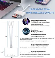Adaptateur OTG double interface 5 en 1 USB C et iOS, lecteur de carte SD TF pour iPhone 16 15 14 iPad Mac Android Phone Tablet