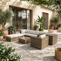 Ensemble de canapés modulaires d'angle en rotin pour l'extérieur, résistant aux intempéries, ensemble de canapés sectionnels d'extérieur, ensemble de meubles de patio, ensemble de canapés de jardin
