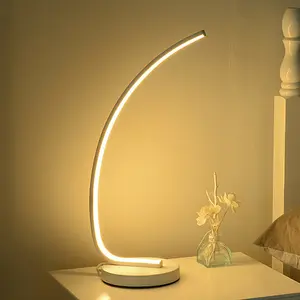 北欧风格LED螺旋台灯现代弧形书桌床头灯白色温暖亚克力铁夜灯
