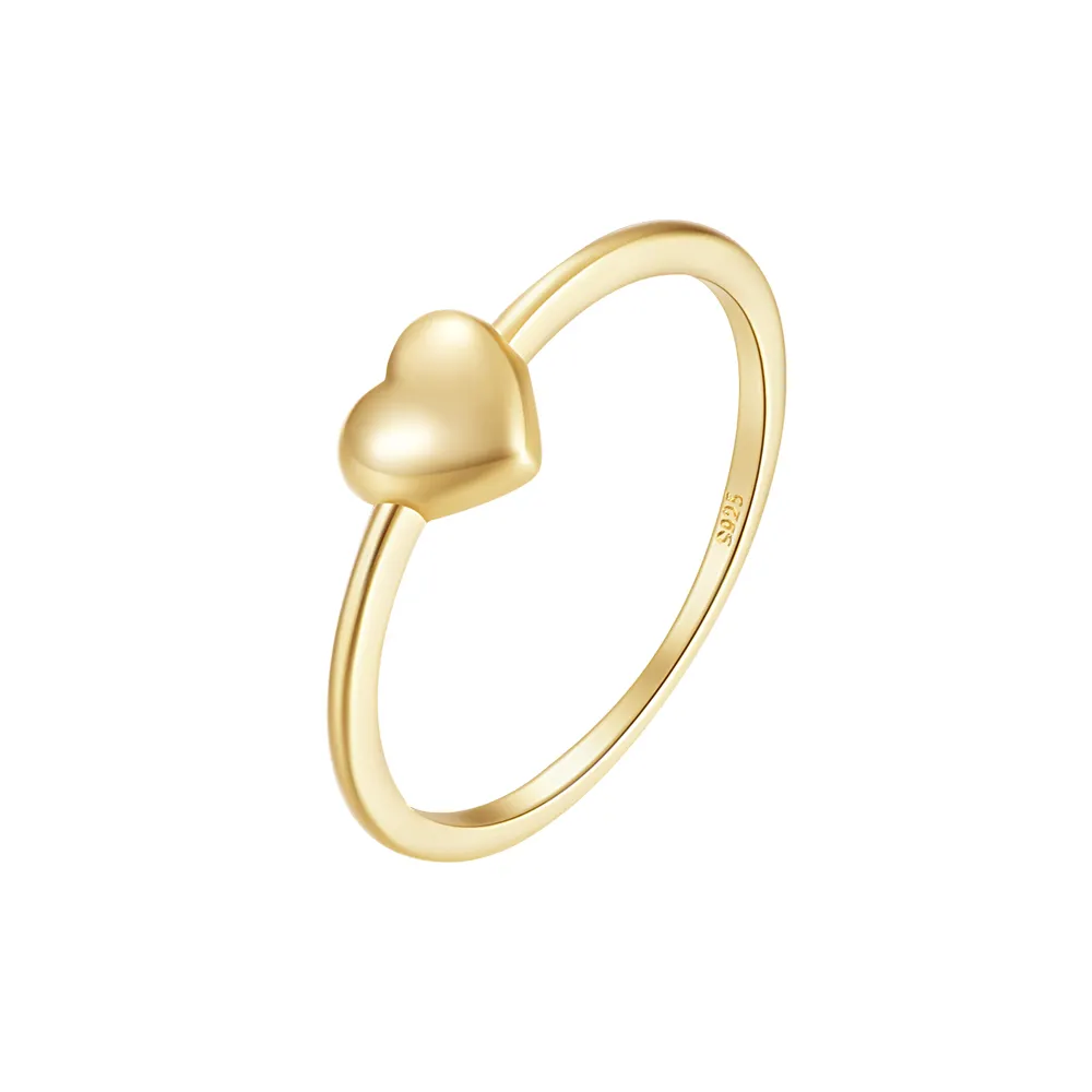 925 Sterling Silver 14K 18K Gold Plated Dainty Stackable Heart Shaped Rings For Women Girls Fashion Jewelry Rings Gifts