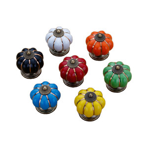 Lgedis <b>Ceramic</b> Pumpkin Shape <b>Drawer</b> <b>Knob</b> Zinc Alloy Durable Furniture Cabinet Handle Pastoral Style Children Room Decor - Product Image 5