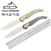Couteau de poche pliable en acier 8Cr13MoV, lame à pointe tombante, incrustation triangulaire en cuivre, manche G10, mécanisme de verrouillage, EDC, camping, OEM