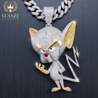 Pendentif Hip Hop en Argent S925 avec Moissanite, Collier Personnage de Dessin Animé Entièrement Pavé de Moissanite pour Hommes, Bijoux de Rappeur
