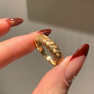 Bague en or 18 carats plaqué argent sterling S925, style médiéval vintage, style tissu, antique, brossée, en soie, torsadée, tissée, diamant - Product Image 2