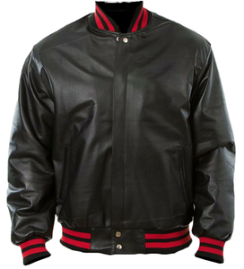 Wholesale Men's Genuine Leather Vintage Pattern Customizable Versity <b>Jacket</b>-High Quality OEM Service - Product Image 1