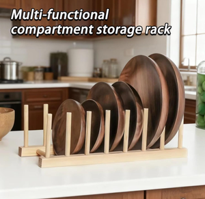 Escurridor de Platos de Madera con 7 Ranuras, Instalación Tipo Gancho, Diseño Multifuncional para Cocina, Incluye Escurridor de Platos y Organizador de Tazones - Product Image 4