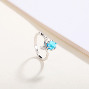 Anillo <span class=keywords><strong>de</strong></span> aleta <span class=keywords><strong>de</strong></span> delfín <span class=keywords><strong>de</strong></span> cola azul para mujer ZHILIAN, gran oferta, joyería <span class=keywords><strong>de</strong></span> eternidad femenina, piedra <span class=keywords><strong>de</strong></span> circón chapada en rodio para compromiso <span class=keywords><strong>de</strong></span> boda - Product Image 3