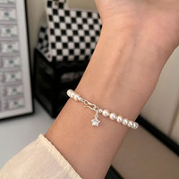 S925 Sterling Silber Stern-Zirkon Perlenarmband für Damen Instagram-Style Leichter Luxus Nischen-Design Exquisites Geschenk