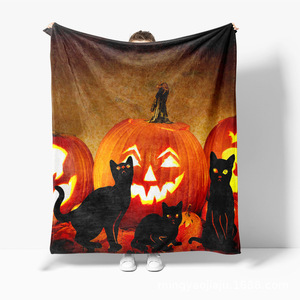 Manta de franela transfronteriza para Halloween, manta para siesta con estampado digital de calabaza, manta de aire acondicionado para primavera y otoño, para sofá - Product Image 2