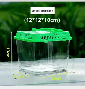 Grande, moyenne, petite boîte de transport et d'élevage pour animaux de compagnie transparente portable, réservoir pour tortues, <span class=keywords><strong>cage</strong></span> fermée pour hamster - Product Image 5