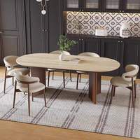 Table à manger ovale moderne en bois massif avec 6 chaises pour restaurant et maison
