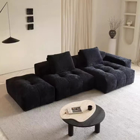 Canapé modulaire simple et moderne en tissu chenille rembourré en éponge, ensemble de canapés d'angle noirs à accoudoir unique pour appartement et salon