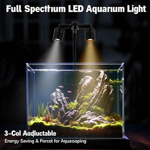 Lámpara <span class=keywords><strong>LED</strong></span> de espectro completo de doble cabezal para <span class=keywords><strong>acuario</strong></span>, impermeable, con clip, para peceras de arroyo y peces cabeza de serpiente, venta al por mayor - Product Image 3