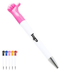 Nouveauté : Stylo publicitaire créatif en plastique rotatif avec geste de pouce en forme de dessin animé, logo imprimable, cadeau promotionnel - Product Image 1