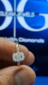 Bague solitaire en argent jaune avec moissanite taille coussin de 2,26 carats, bijoux ethniques fins pour les mariages, les fiançailles, les anniversaires, les fêtes - Product Image 4