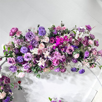 SPR Wholesale Artificial Silk Rose Flower Runner & Foam Back Handmade Realistic Floral Runner for Wedding Party Home Decoration