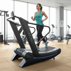 Cinta de correr manual mecánica curva Cheernin estilo Woodway con motor integrado, pantalla LCD, inclinación ajustable y plástico de alta resistencia - Product Image 1