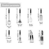 OEM Lot de 15 ustensiles de cuisine en acier inoxydable avec poignée en ABS Ensemble d'ustensiles de cuisine gadgets de cuisine
