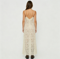   Robe longue en dentelle à fines bretelles, élégante pour l'été, la plage ou les invitées de mariage, vêtements de mode pour femmes