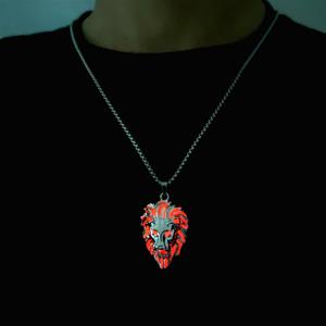 2022 New Halloween Luminous <strong>Lion</strong> Head Animal <strong>Pendant</strong> Necklaces Glow in the Dark Creative Hip Hop Stainless Steel Necklace - Product Image 2