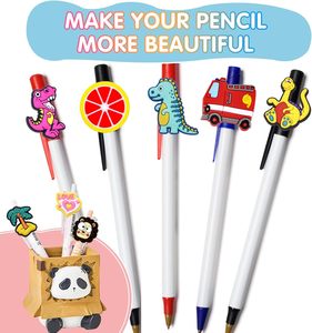 ชุดเครื่องเขียนนักเรียนน่ารัก สีสันสดใส เป็นมิตรกับสิ่งแวดล้อม  ซิลิโคน 3 มิติ นุ่มนิ่ม  แบบกำหนดเองได้  สำหรับตกแต่งดินสอ - Product Image 4