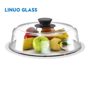 Linuo penutup piringan kaca Microwave borosilikat tahan suhu tinggi tutup pelindung percikan tahan panas - Product Image 4