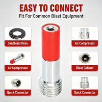 Buse de sablage pneumatique Born Machinery 145 mm à simple entrée d'air, avec trou intérieur en carbure de tungstène de 7,9 mm pour surfaces de précision