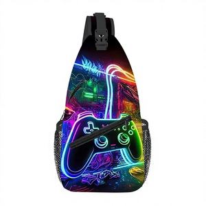 Large Capacity 3D Cartoon <b>Gamepad</b> Chest Bag Fashion Zipper Men's Women's Outdoor Sports Leisure Fitness Made Durable Polyester - Product Image 1