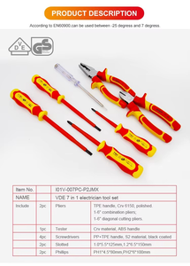 Caja de herramientas de <span class=keywords><strong>electricista</strong></span> aislada VDE, 7 Uds., herramientas manuales multicombinación, Kit de herramientas de mantenimiento resistente al voltaje, OEM personalizable - Product Image 6