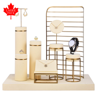 Ensemble de présentoirs à bijoux LAIRE en microfibre beige pour collier, boucles d'oreilles, présentoir de comptoir, présentoir de vitrine