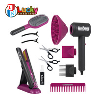 Jouets de salon de coiffure pour filles kit de jouets de salon de beauté pour enfants ensemble de coiffure de simulation avec sèche-cheveux ciseaux de sac à outils de styliste