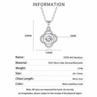 Collier en moissanite, pendentif trèfle à quatre feuilles rond de 5 mm avec halo en CZ pour femme, argent sterling 925, en stock, vente en gros, bijoux fins