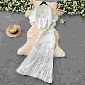 Ensemble décontracté 2 pièces été 2025 pour femme : haut et jupe tricotée patchwork taille haute – Vente en gros - Product Image 2