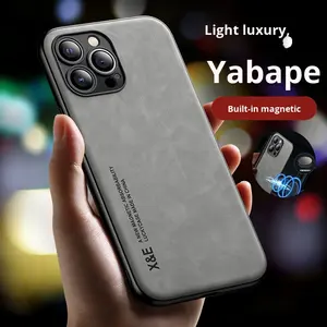 Étui de luxe YLXZ en cuir de mouton magnétique, fin, antichoc, <span class=keywords><strong>tout</strong></span>-en-un, pour hommes d'affaires, compatible iPhone 17/16/15/14/13 Pro avec protection d'objectif - Product Image 1