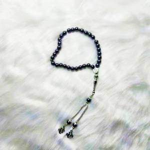 YASEEN Tasbih Étnico de Hematita Lisa Redonda de 8mm, 33 Cuentas, Accesorio Musulmán de Piedra Negra para el Dhikr Diario - Product Image 1