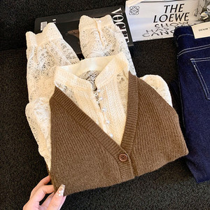 Completo da Donna <span class=keywords><strong>Elegante</strong></span> con Camicia a Maniche Lunghe e Gilet in <span class=keywords><strong>Pizzo</strong></span> Tinta Unita, Nuova Collezione Autunno 2026 - Vendita all'Ingrosso - Product Image 2