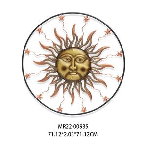 Decoración del Hogar, Arte de Pared de Metal con Diseño de Sol Dorado Antiguo de <span class=keywords><strong>28</strong></span> Pulgadas, Decoración de Pared con Cara de Sol de Metal - Product Image 2
