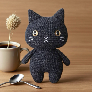 Kit per un gatto all'uncinetto fatto <span class=keywords><strong>a</strong></span> mano, grazioso gatto lavorato <span class=keywords><strong>a</strong></span> maglia in filato di cotone, tutorial video per regalo e decorazione per la casa, kit fai da te per un gatto all'uncinetto - Product Image 5